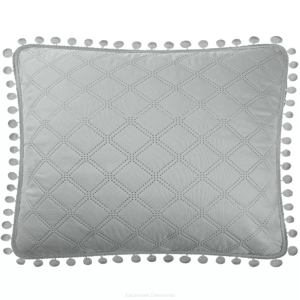 Poszewka dekoracyjna POMPOO 50x70 szara z pomponami