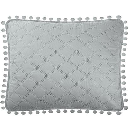 Poszewka dekoracyjna POMPOO 50x70 szara z pomponami