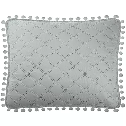 Poszewka dekoracyjna POMPOO 50x70 szara z pomponami