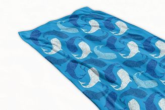 Ręcznik plażowy 100x180 turkusowy ławica ryb