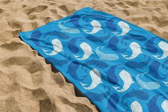 Ręcznik plażowy 100x180 turkusowy ławica ryb