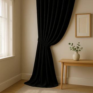 Szarfa do zasłony Velvet Soft 8x140 welurowa czarna