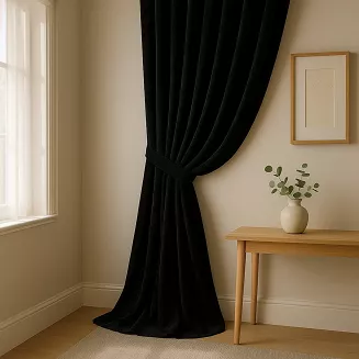 Szarfa do zasłony Velvet Soft 8x140 welurowa czarna