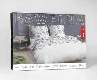 Pościel bawełniana 200x220 Detexpol biała w liście i niebieskie kwiaty