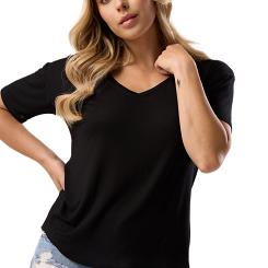 Bluzka damska z krótkim rękawem SERINA czarna