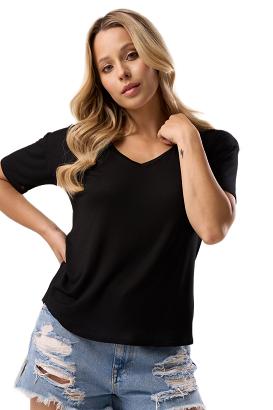 Bluzka damska z krótkim rękawem SERINA czarna
