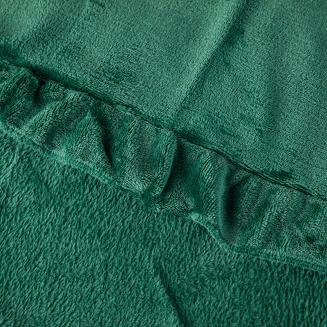 Koc narzuta Ruffly 200x220 butelkowa zieleń z falbankami