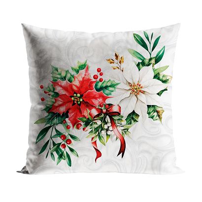 Poszewka dekoracyjna świąteczna GWIAZDA BETLEJEMSKA 40x40 welwetowa biała