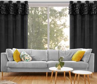 Zasłona gotowa na przelotkach ERIN 140x250 Eurofirany czarny