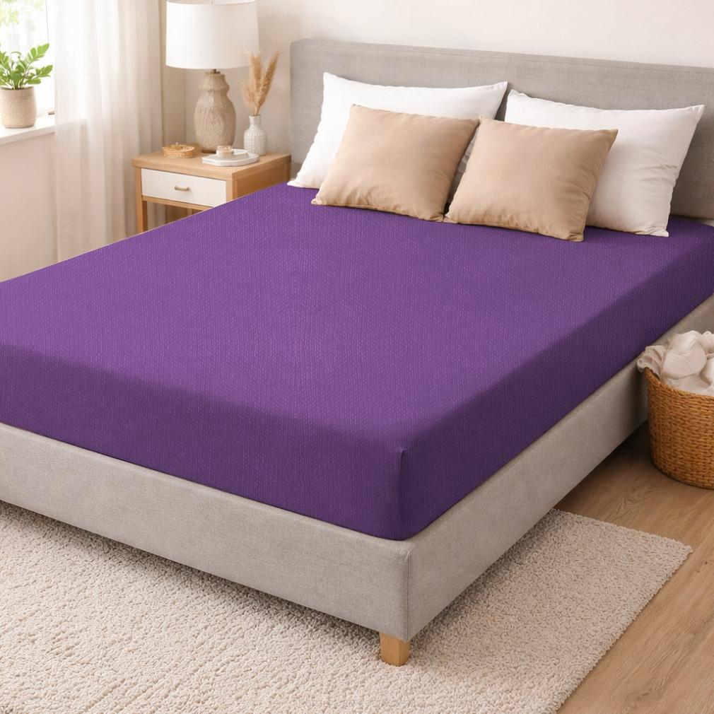 Prześcieradło jersey z gumką 180x200 śliwkowe