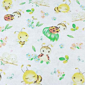 Pielucha flanelowa 75x75 biała wielokolorowa bajkowe owady