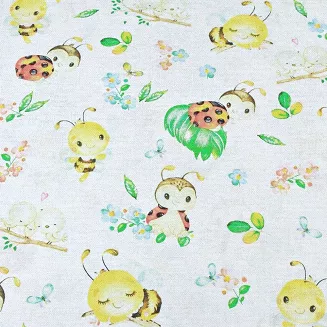 Pielucha flanelowa 75x75 biała wielokolorowa bajkowe owady