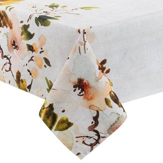 Obrus dekoracyjny NATU-3 140x180 Eurofirany naturalny z brązowymi kwiatami