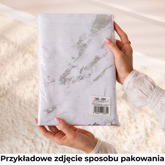 Firana gotowa na taśmie z ołowianką MARMA 140x250 biała ze srebrnym nadrukiem