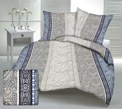 Pościel z kory 160x200 granatowa biała beżowa paisley ornamenty