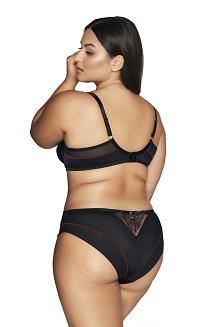 Biustonosz Semi Soft AV 2121 półusztywniany czarny z kwiatowym haftem