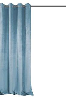 Zasłona gotowa na przelotkach VELVET SOFT 140x250 welurowa niebieska