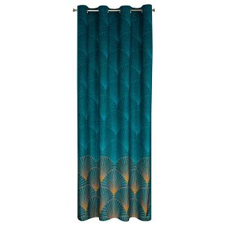 Firana gotowa na przelotkach LOTOS1 140x250 Eurofirany turkusowy/miodowy