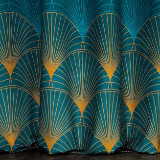 Firana gotowa na przelotkach LOTOS1 140x250 Eurofirany turkusowy/miodowy