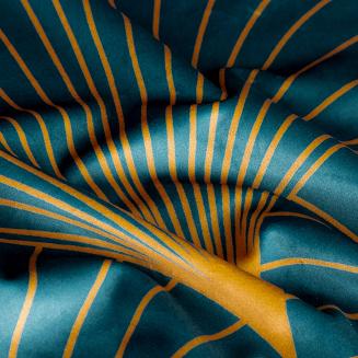 Firana gotowa na przelotkach LOTOS1 140x250 Eurofirany turkusowy/miodowy