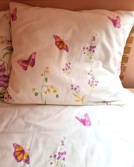 Pościel flanelowa 200x220 kwietna łąka ecru wielokolorowa