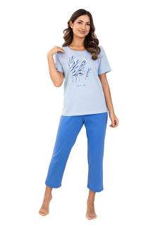 Piżama damska REGINA kod 740 niebieska błękitna t-shirt z nadrukiem