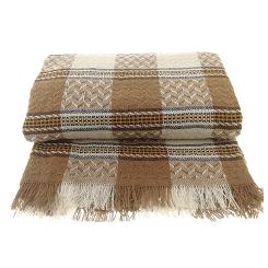 Narzuta dekoracyjna tkana 170x205 beżowa krata