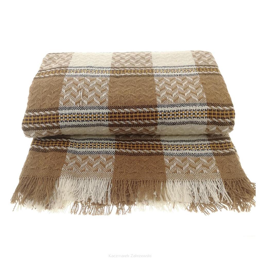 Narzuta dekoracyjna tkana 170x205 beżowa krata