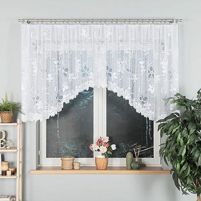 Firanka żakardowa gotowa na żabki RENATA 350x110 biała