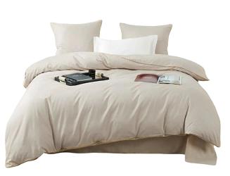 Pościel satyna bawełniana Queen Premium 140x200 jasnobeżowa ze złotą lamówką