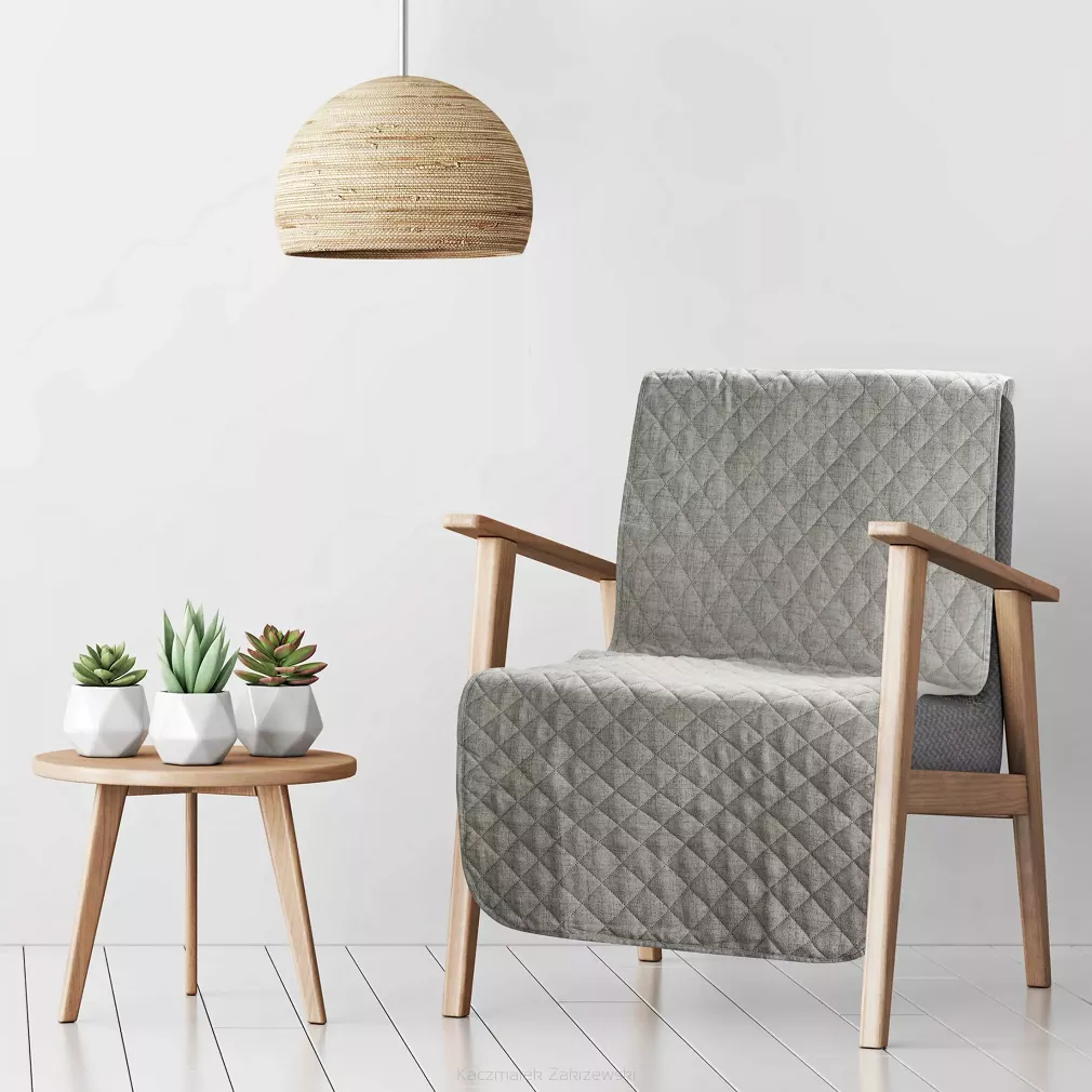 Narzuta dekoracyjna LEN 70x160 stalowa pikowana w geometryczny wzór