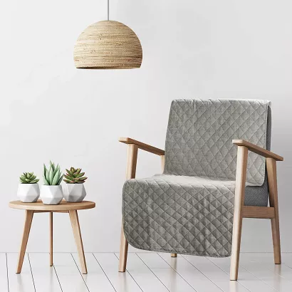 Narzuta dekoracyjna LEN 70x160 stalowa pikowana w geometryczny wzór