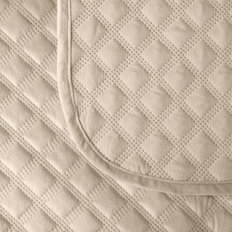 Narzuta dekoracyjna VELVI 170x210 pikowana w geometryczny wzór jasnobeżowa