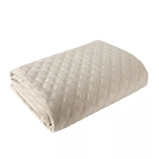 Narzuta dekoracyjna VELVI 170x210 pikowana w geometryczny wzór jasnobeżowa