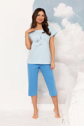 Piżama damska REGINA kod 4010 błękitna niebieska dmuchawce