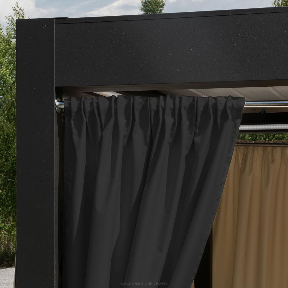 Zasłona gotowa na taśmie GARDENIA 140x250 wodoodporna ogrodowa czarna