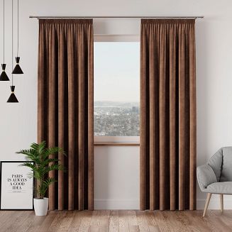 Zasłona gotowa na taśmie VELVI 140x250 brązowa