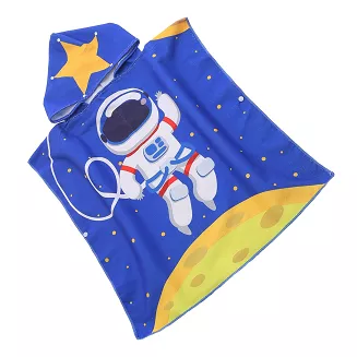 Poncho dziecięce plażowe 60x60 granatowe żółte kosmonauta