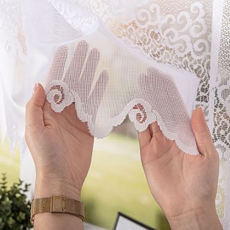 Firanka żakardowa gotowa na żabki MODESTA 300x180 biała