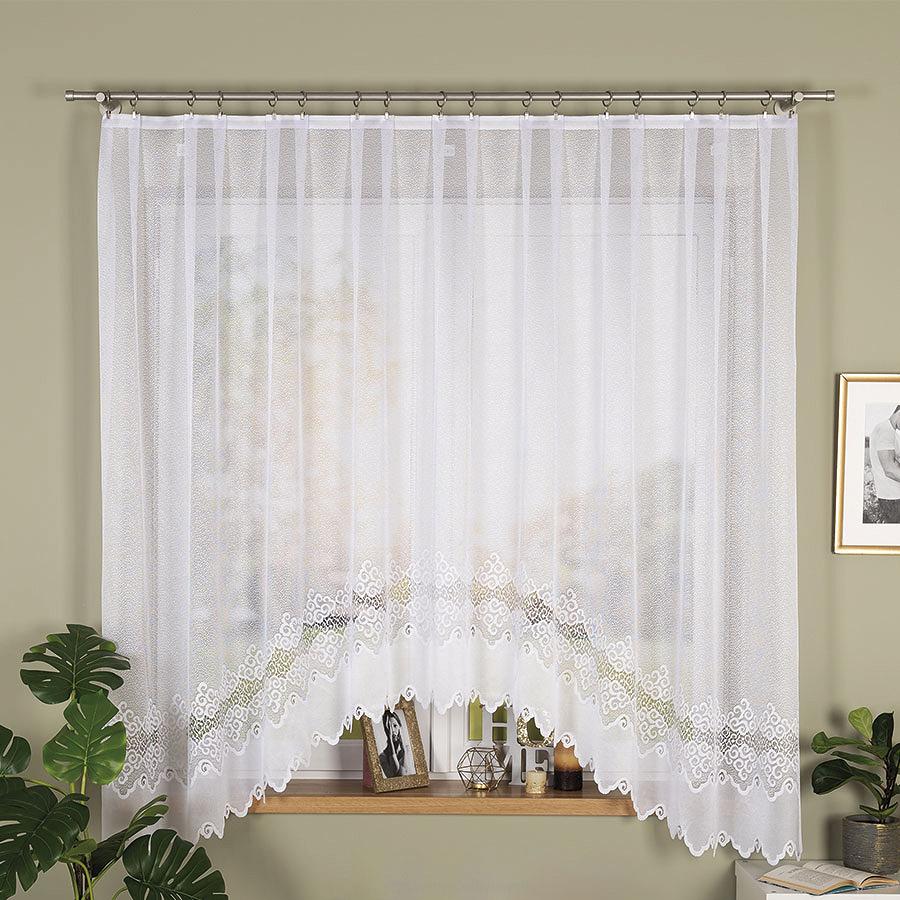 Firanka żakardowa gotowa na żabki MODESTA 300x180 biała