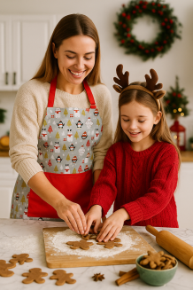Bawełniany fartuch kuchenny z kieszonką 60x75 MIŚ szary czerwony