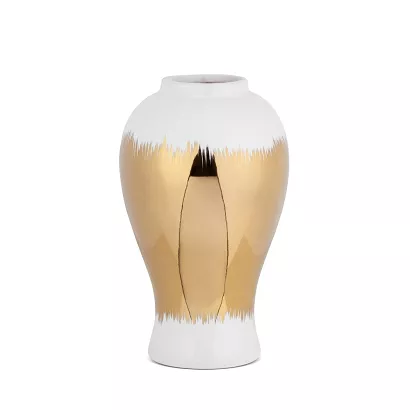 Wazon dekoracyjny ceramiczny TALA 17x26 biały złoty z motywem cieniowania