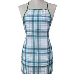 Fartuch kuchenny biały zielony zygzak kratka