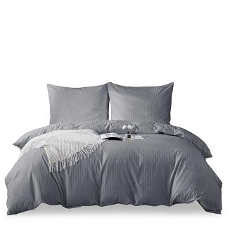 Komplet pościeli adamaszek satyna bawełniana 220x200 grafitowa