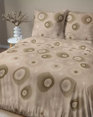 Pościel satynowa Home Satin 220x200 beżowa fantazyjna geometria