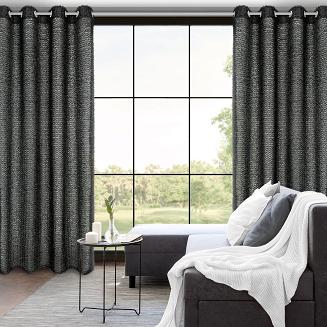 Zasłona gotowa na przelotkach TIFFANY 135x250 Eva Minge Eurofirany czarny