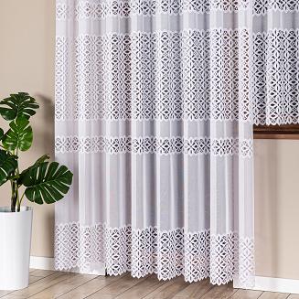 Firanka żakardowa gotowa na prosto na żabki ADRIANNA 300x250 biała