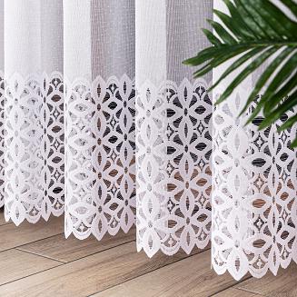 Firanka żakardowa gotowa na prosto na żabki ADRIANNA 300x250 biała