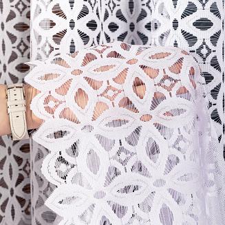 Firanka żakardowa gotowa na prosto na żabki ADRIANNA 300x250 biała