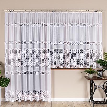 Firanka żakardowa gotowa na żabki ADRIANNA 300x250 biała